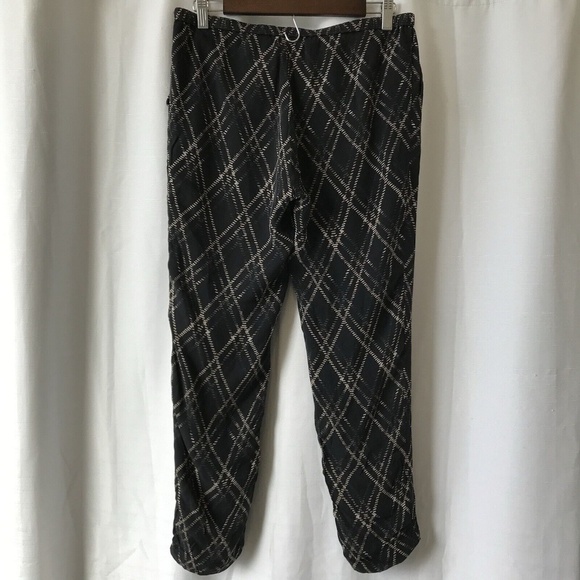 Haute Hippie | Slim Shady Silk Tapered Diamond Plaid Pants Black Size Medium - Picture 8 of 15